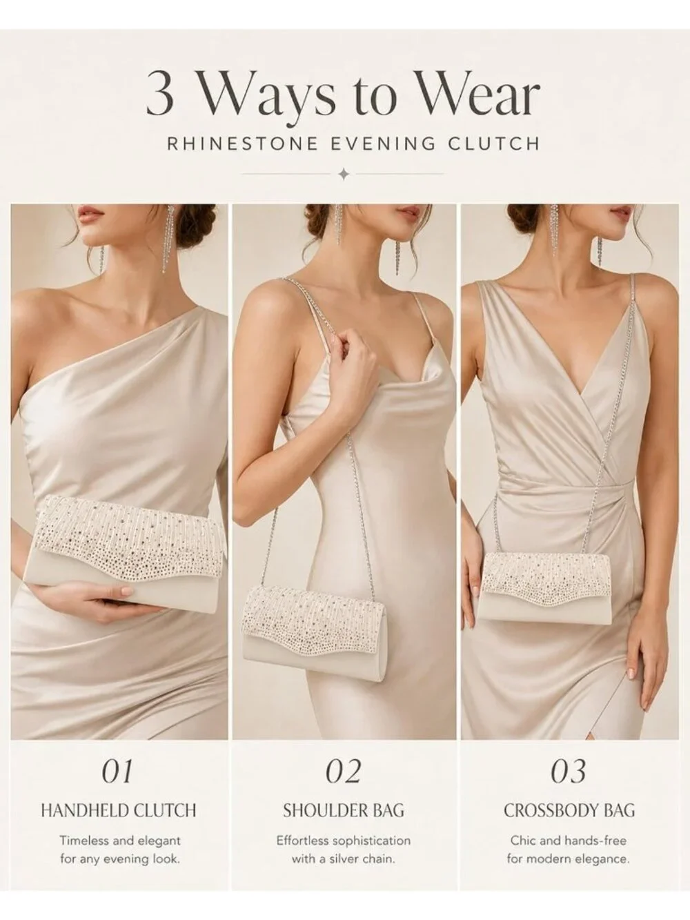 👜 Women's Pink Dent-Proof Pleated Rhinestone Formal Evening Bag with Chain